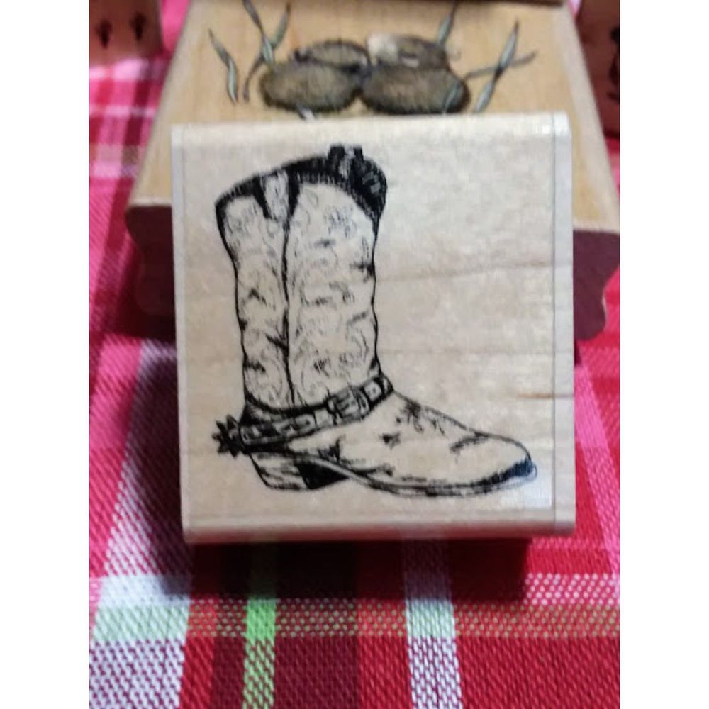 Stampabilities 2002 OLD BOOT Vintage  Wood Rubber Stamp Scrapbook Cowboy